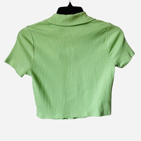 SALE! PAC SUN Green Cropped Ribbed Knit Button Down Top Size Small NEW - Picture 2 of 6